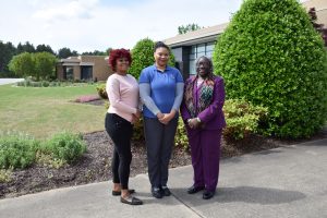 Photo of the three administrative support staff that were PACE+ certified. Left to right: Cheska Pringle, Stephanie Cole-Hyke, and Toni Everett